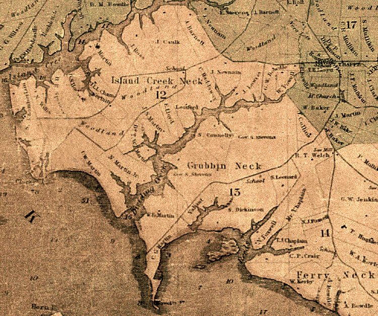 1858 map-Island Creek/Grubbin